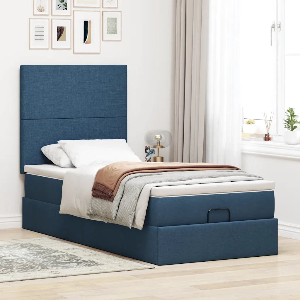 Pouf Letto con Materasso e LED Blu 100x200 cm in Tessuto 3313905