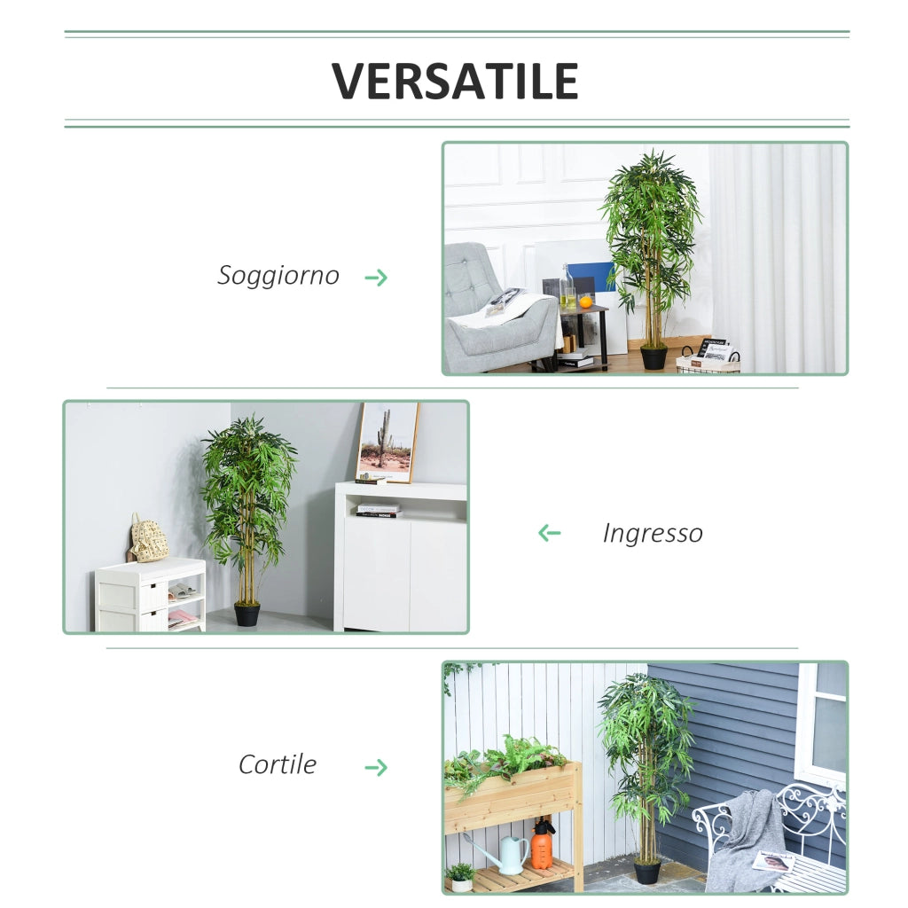 EasyComfort Bambù Artificiale con Vaso per Interno ed Esterno, Φ18x150cm