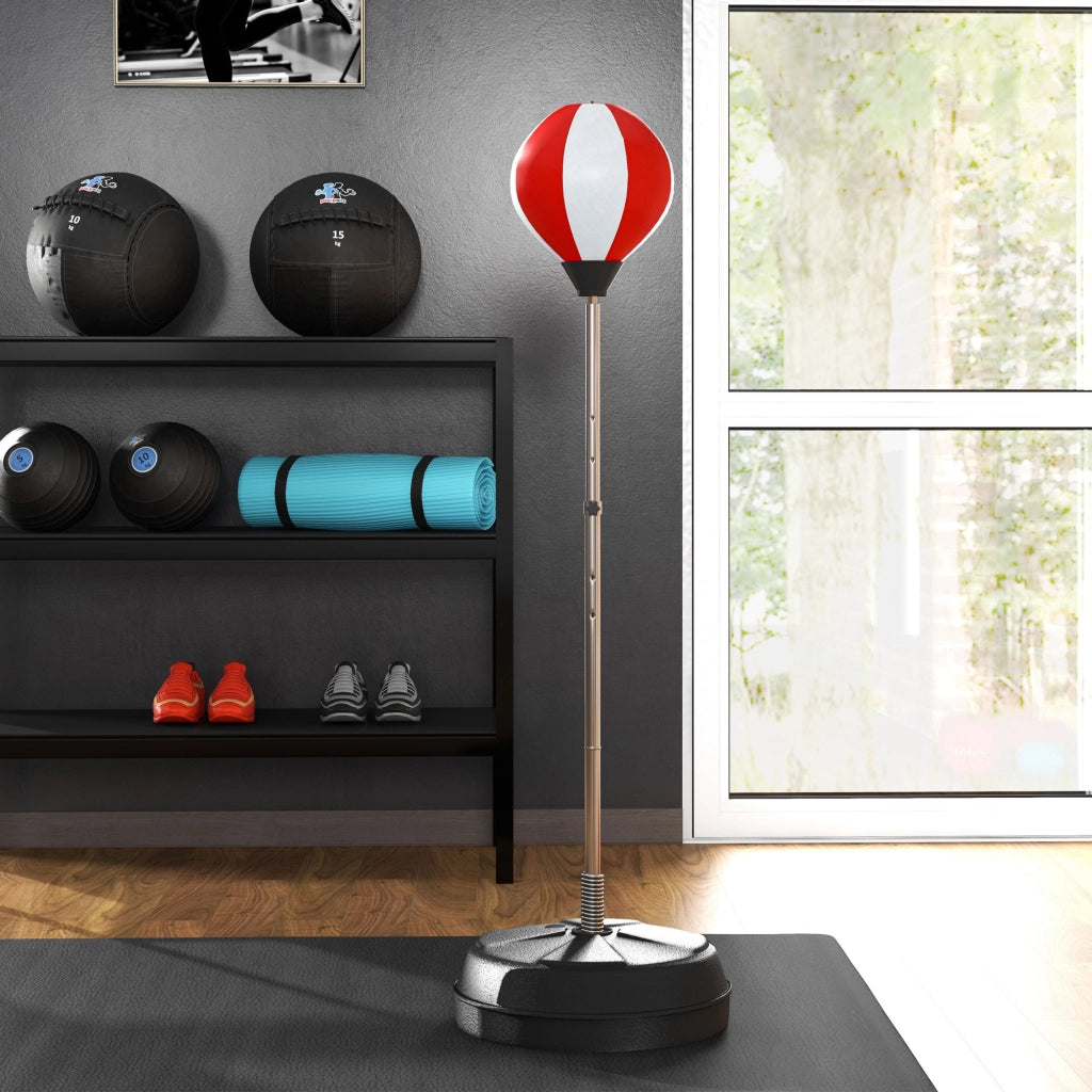 Punching Ball da Terra Regolabile ¨C Minimal ¨C Rosso e Bianco 43x43x126-144 cm