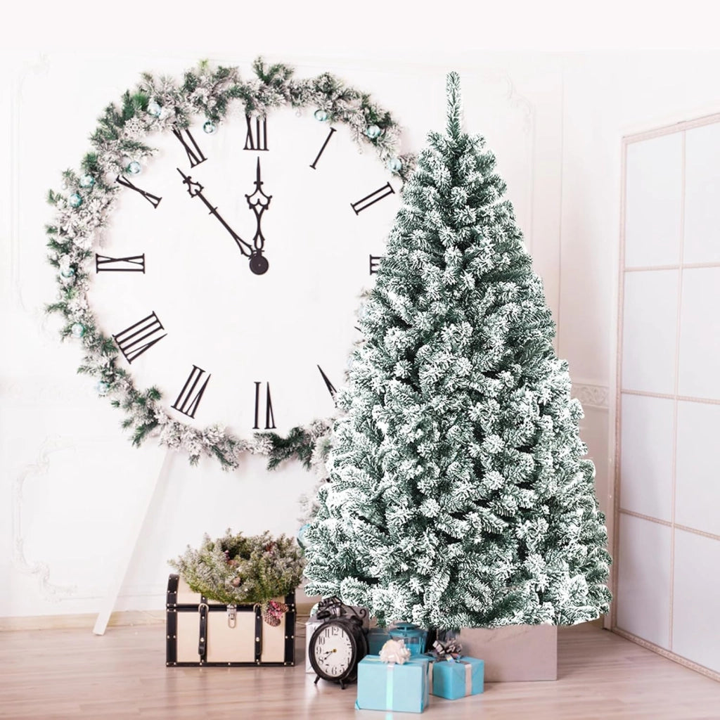 Albero di Natale Innevato 180 cm, Albero di Natale con 600 Rami Folti e Base di Metallo con Cuscinetti Antiscivolo, Ideale per Casa, Ufficio e Negozio (180cm)