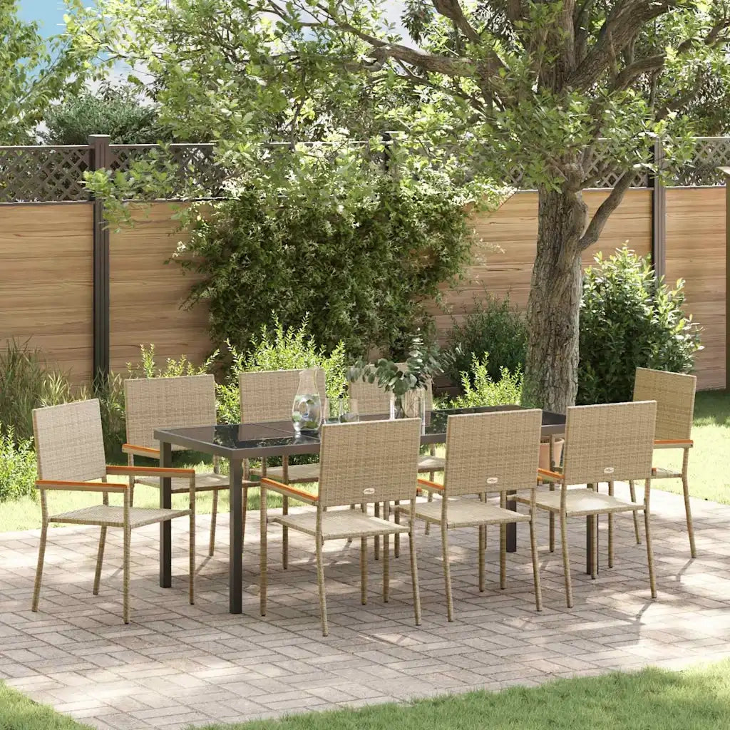 Set da Pranzo per Giardino con cuscino 9 pcs Beige polyrattan 3379722