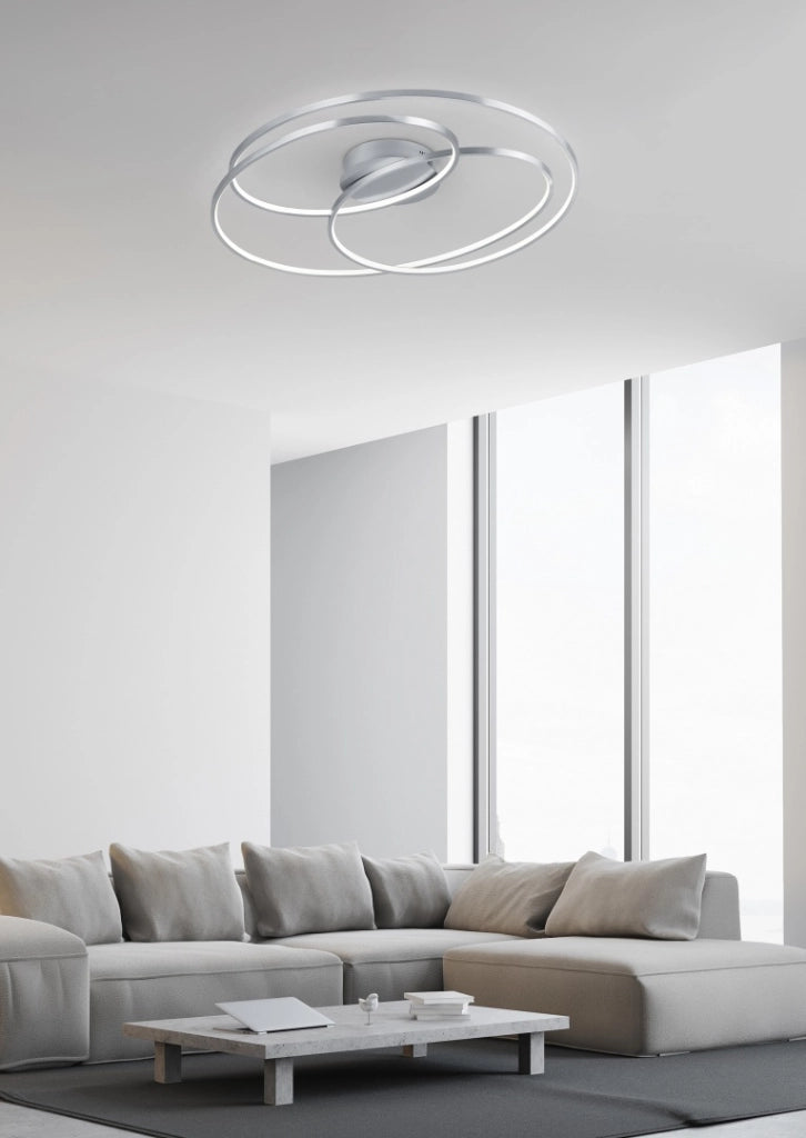 Plafoniera LED cerchi, metallo, acciaio satinato, D 60 cm, Gale