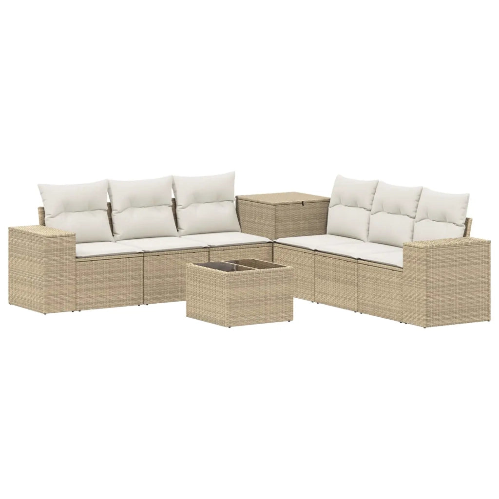 Set di divani 8 pz Beige e Bianco Crema 3448500