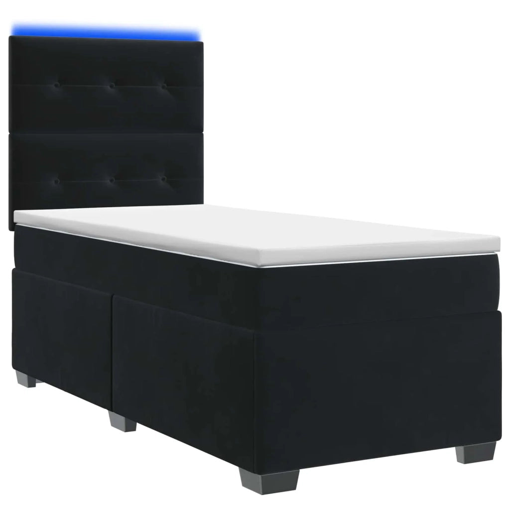 Letto box spring con materasso Nero 90 x 190 cm Velluto 3455014