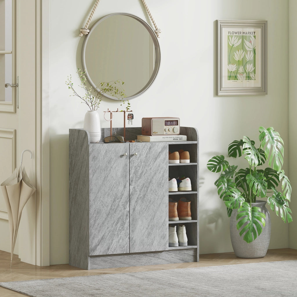 Scarpiera con ante e ripiani regolabili ¨C Minimal ¨C Bianco 80x30x100 cm