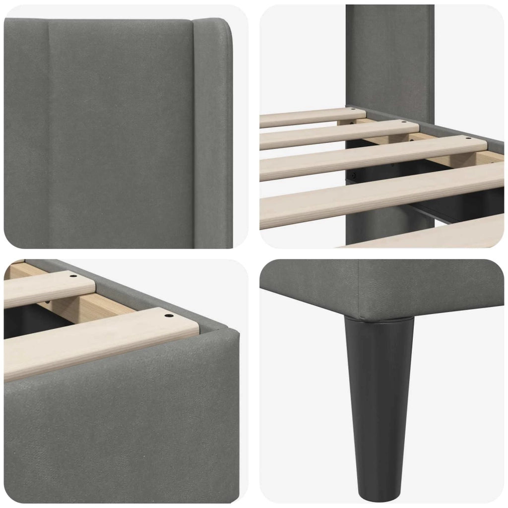 Struttura del letto-Giroletto Grigio Scuro 100 x 200 cm Velluto 373939