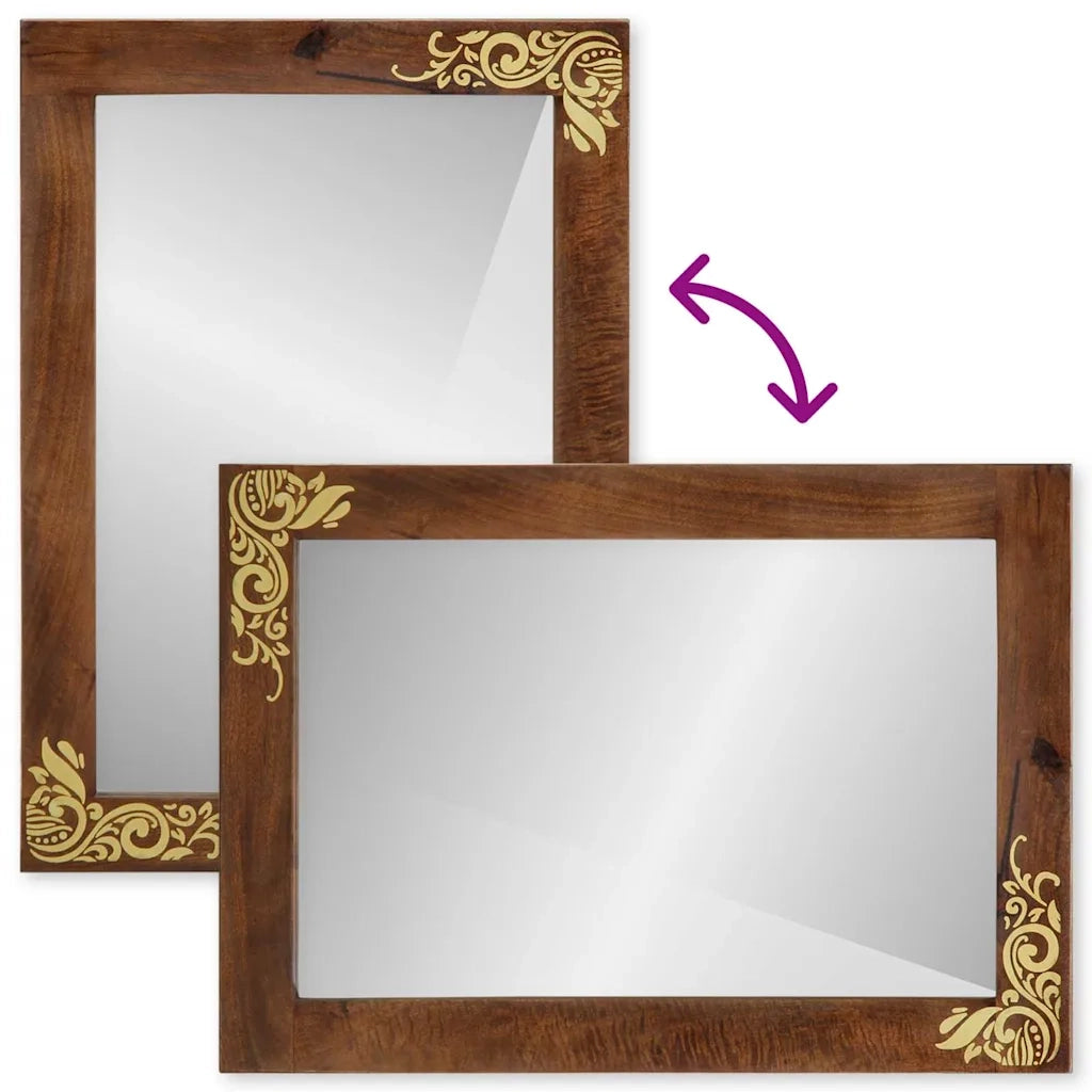 Specchio da Bagno | Specchio decorativo con specchio Marrone miele 70 x 50 x 2,5 cm