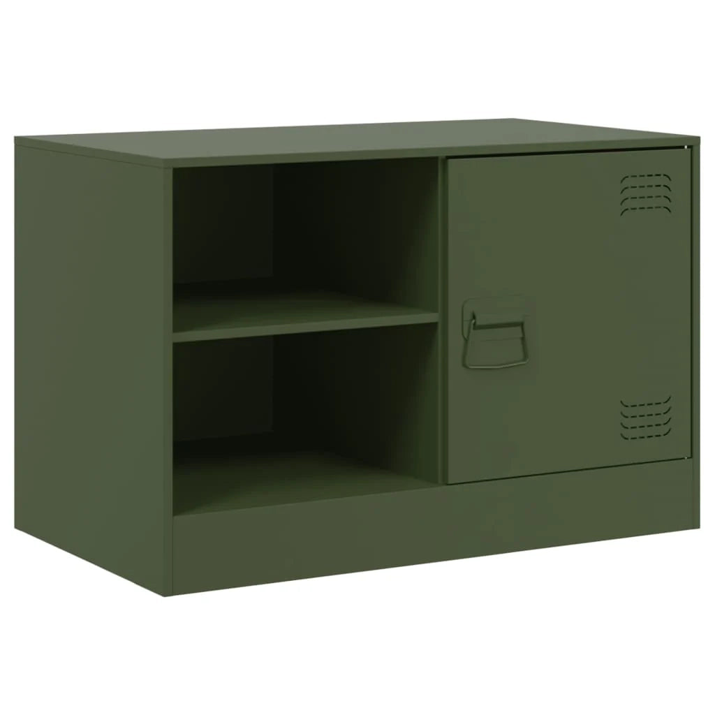 Mobile TV multimediale scaffale TV credenza mobile TV sala da pranzo soggiorno camera da letto 2 pezzi verde oliva 67 x 39 x 44 cm acciaio verde 02_0028640