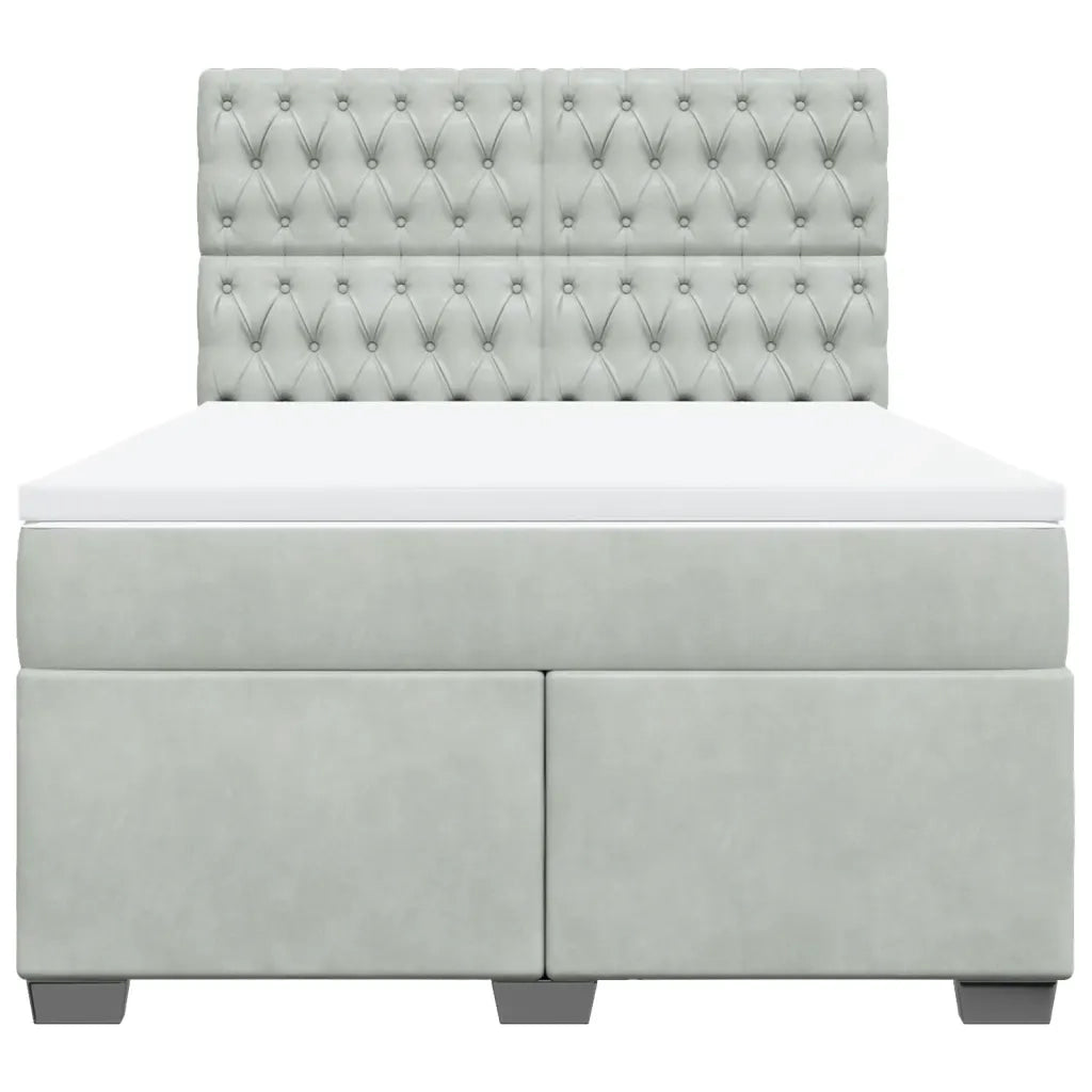 Giroletto a Molle con Materasso Grigio Chiaro 160x200cm Velluto