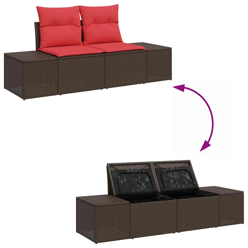 Set Divano da Giardino Marrone e Rosso polyrattan 3355723