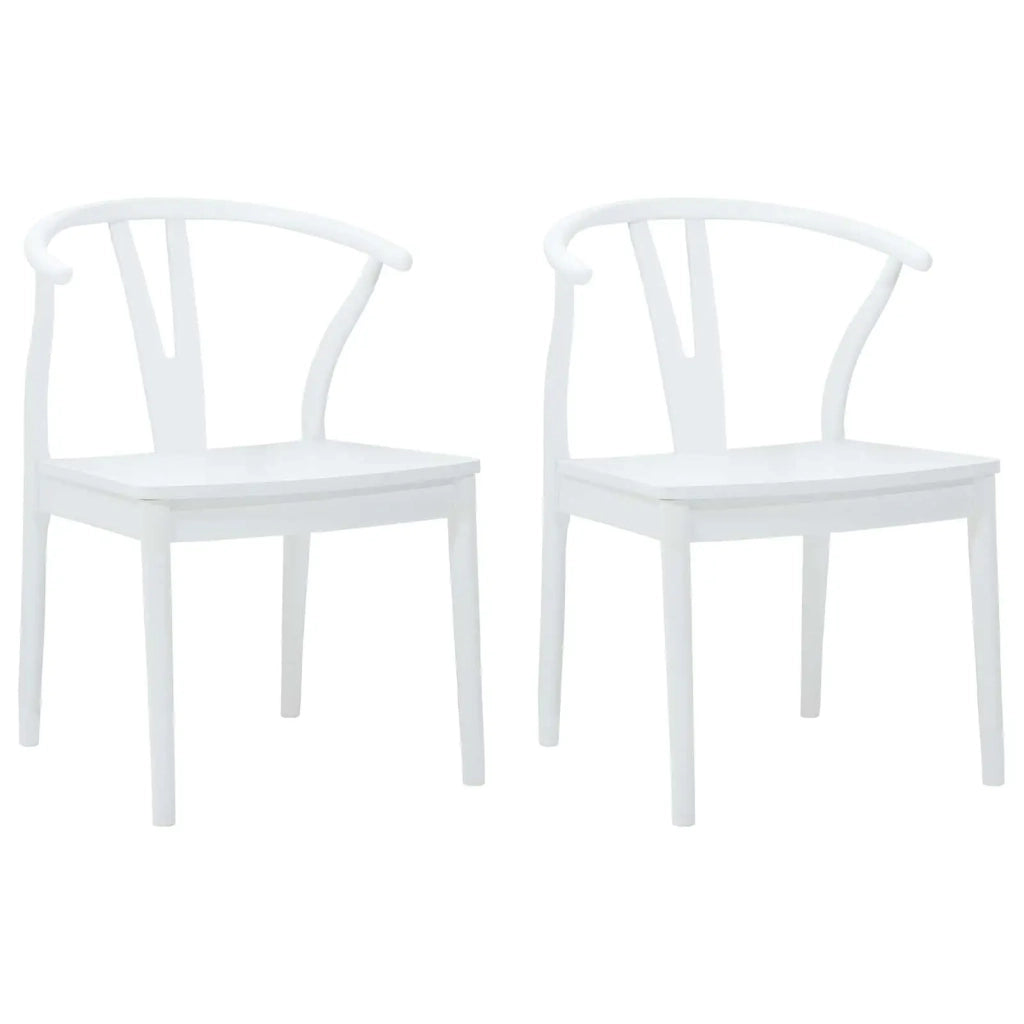 Sedia da pranzo 2 pcs Bianco e Bianco Legno di gomma solido