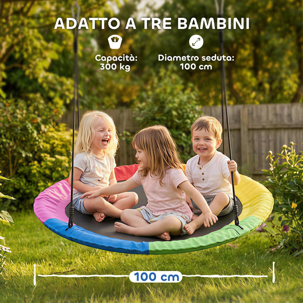 Altalena Nido per Bambini ¨C Minimal ¨C Multicolore 100x100x180 cm