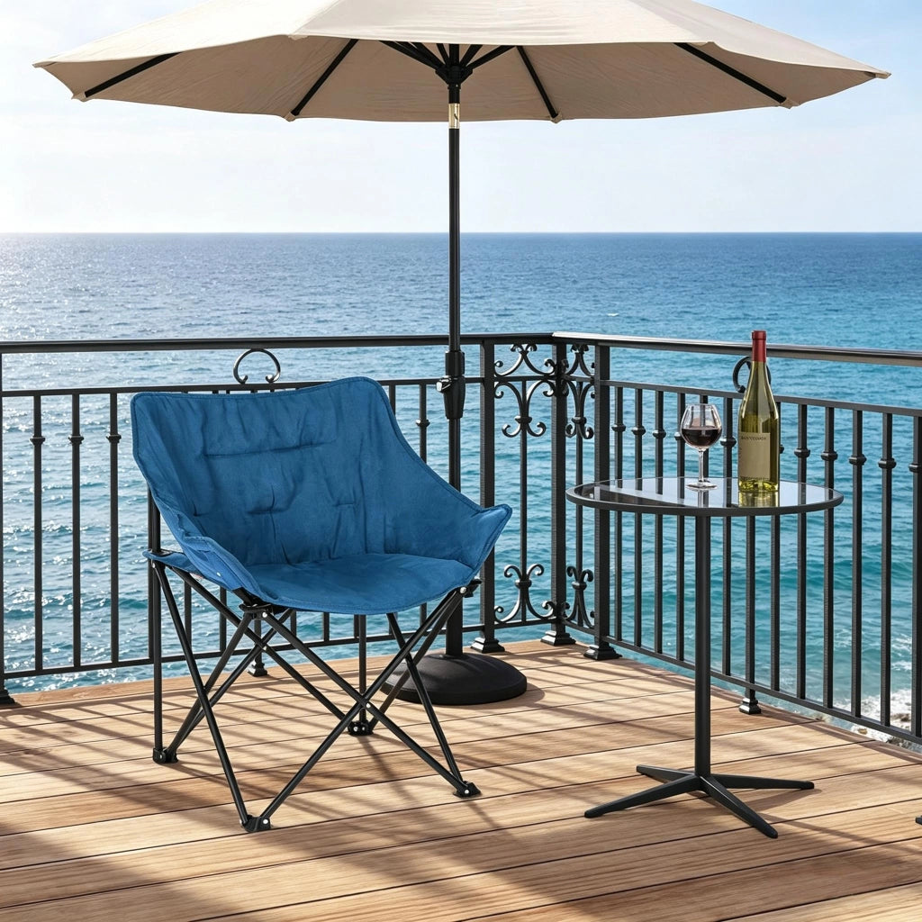 SEDIA Pieghevole Imbottita 65 x 73,5 x 44,5 cm Nero/Blu
