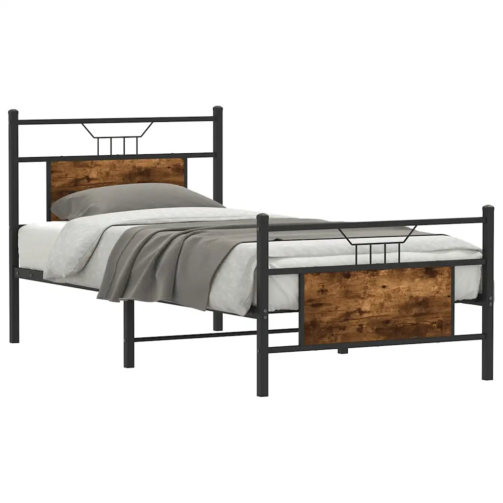Giroletto senza Materasso-Struttura Letto Rovere Fumo 75x190 cm in Truciolato 173434