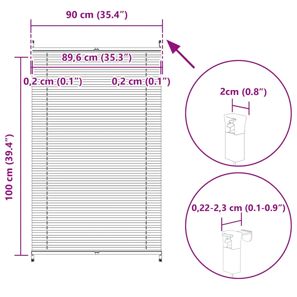 Tenda Plissettata 90x100 cm Crema 240637