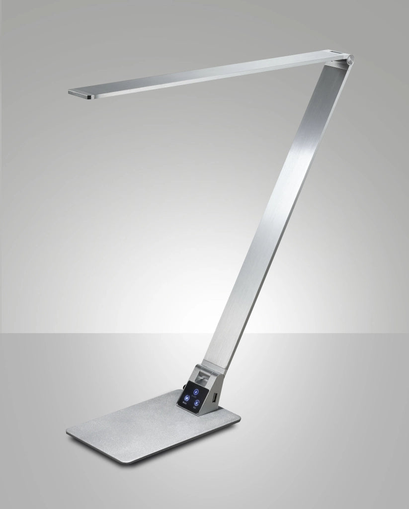 Wasp Lampada da Tavolo LED Integrato 12W in Alluminio Spazzolato con Regolazione Luce al Tocco CCT 3000K-4000K-5000K, Classe 2, Codice 3265-30-212