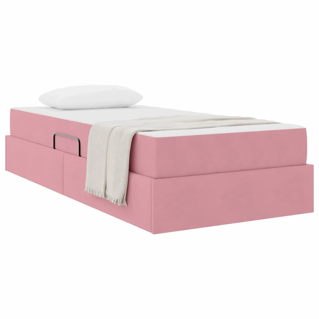 Letto con contenitore e materasso Rosa 90 x 200 cm Velluto 3399699