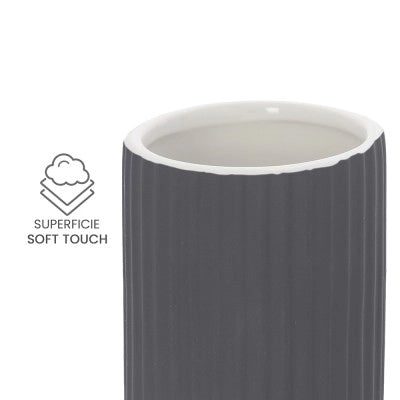 Portaspazzolini bagno d'appoggio grigio in ceramica soft touch Spring