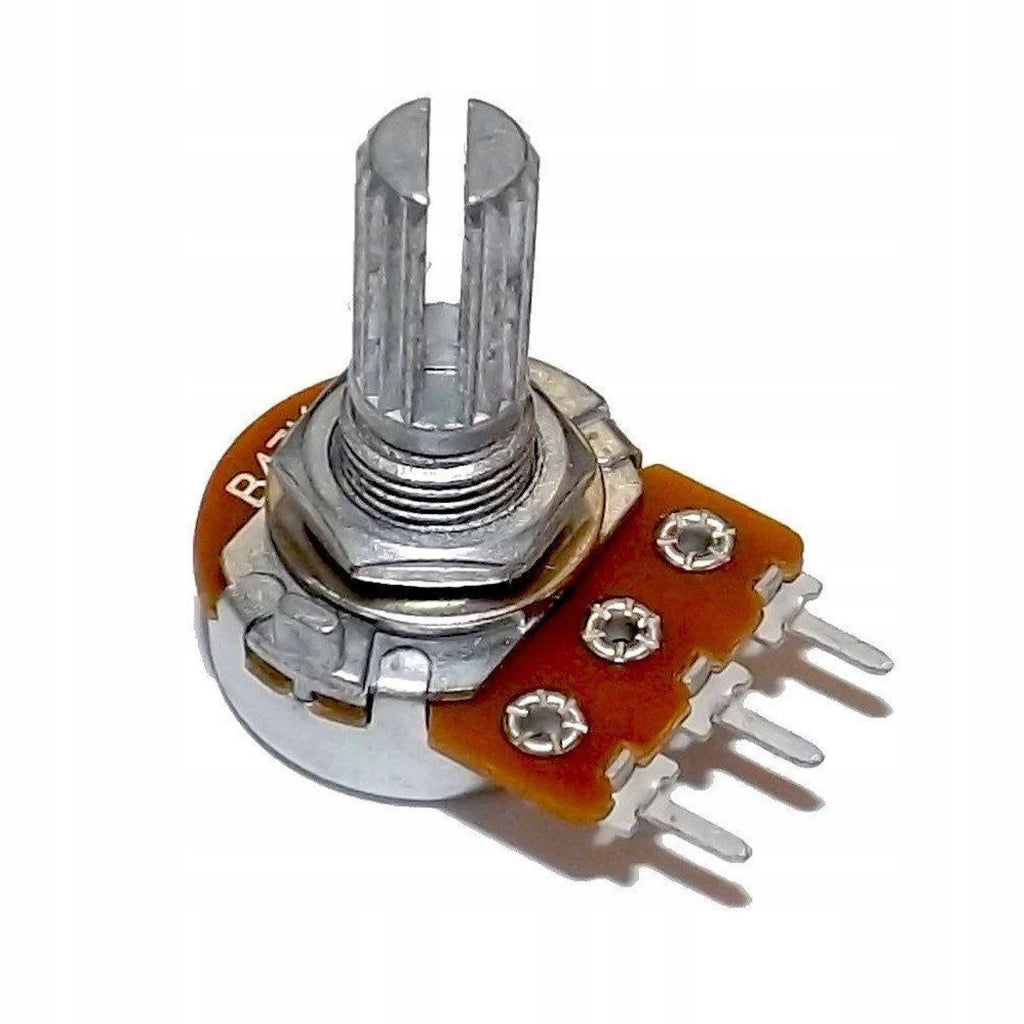 Potenziometro Lineare Rotativo B10K 10K Ohm – Metallo, Asse 15mm, 300° | Tolleranza +/- 20%, Potenza 0,125W