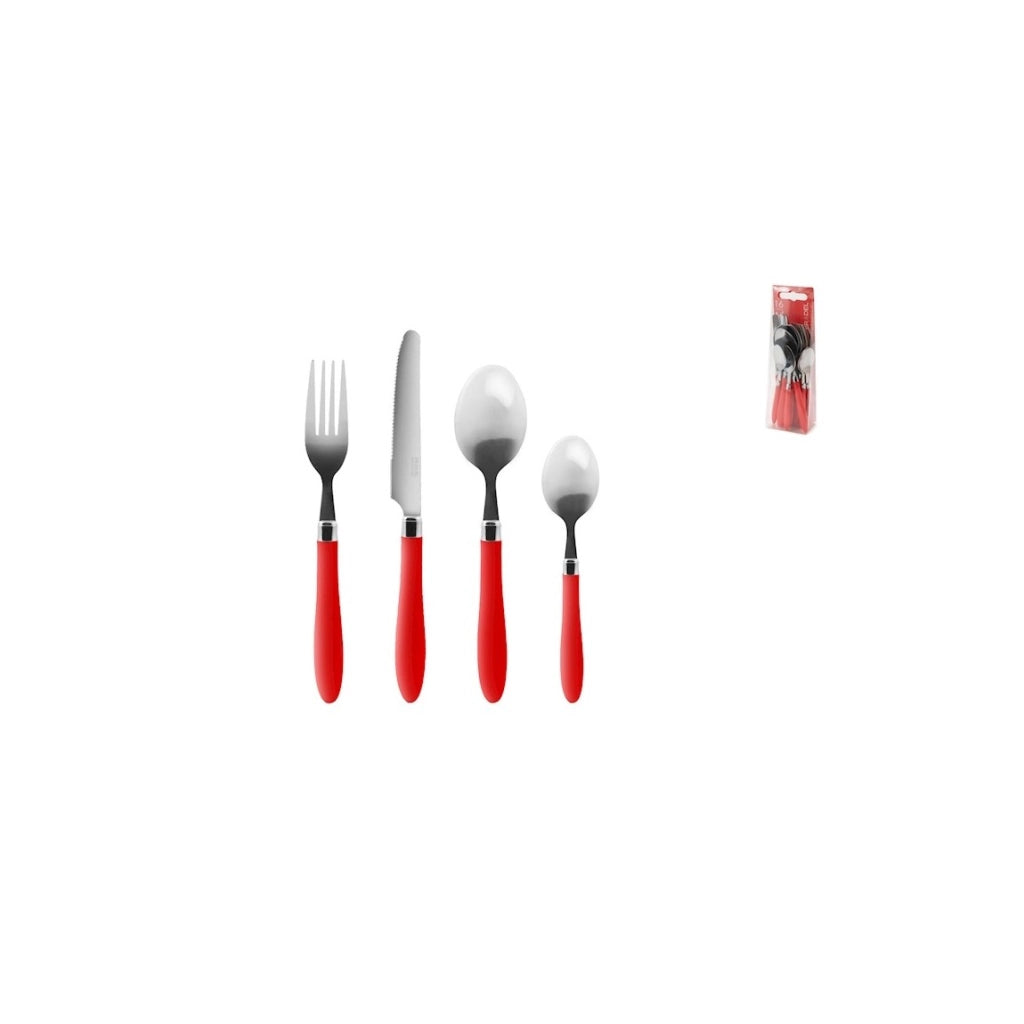 Servizio posate 16 Pezzi Reglisse con manico rosso