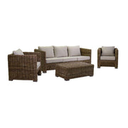 Salotto Rattan Manila Grigio Con Cuscini Divano 3 Posti