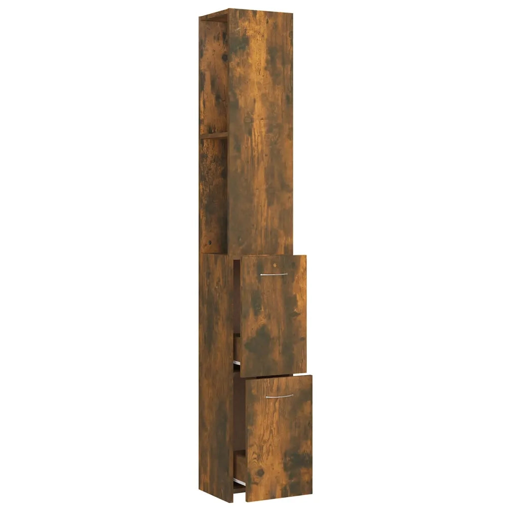 Armadietto Bagno Rovere Fumo 25x26,5x170cm in Legno Multistrato 815960