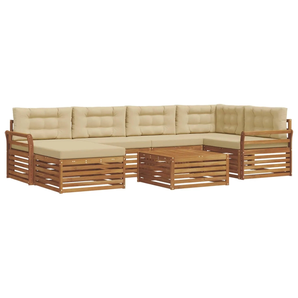 Set di divani da esterno con cuscino 7 pcs Naturale e Beige 3373783