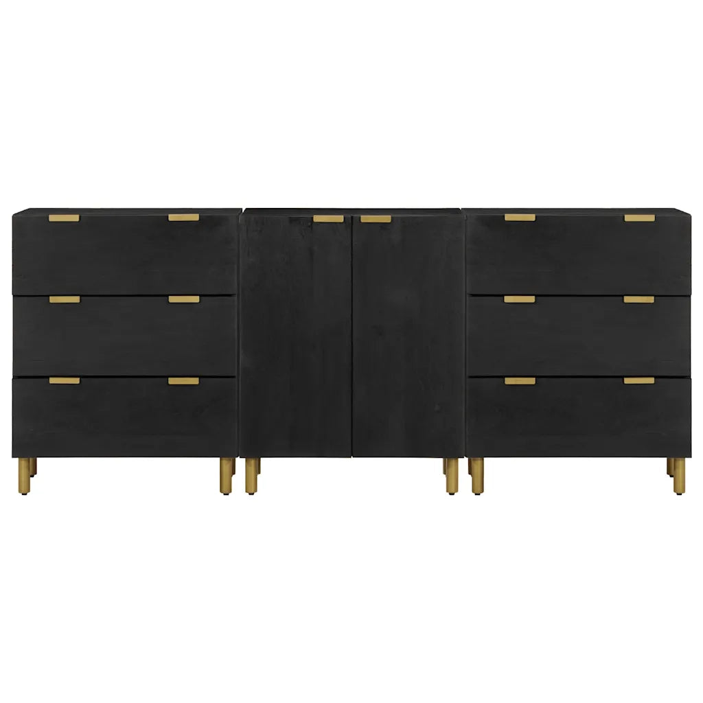Credenze 3 pz Nere in Legno Multistrato 3309993