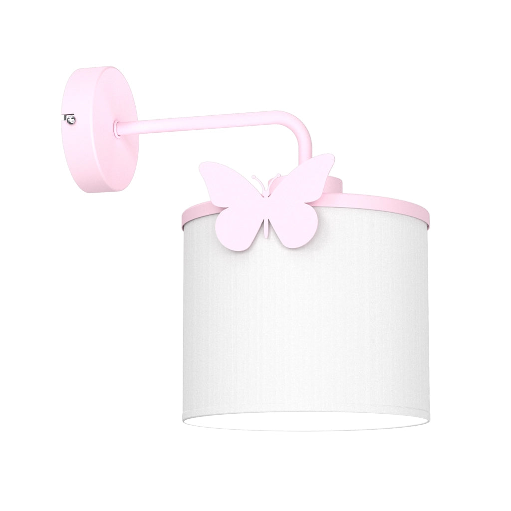 Applique Sweet bianca paralume rosa farfalla E27 Luminex