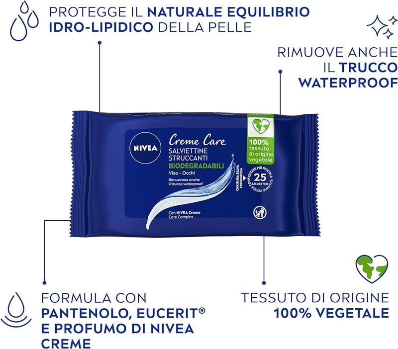 SALVIETTE STRUCCANTI NIVEA 25PZ CREME CARE VISO E OCCHI
