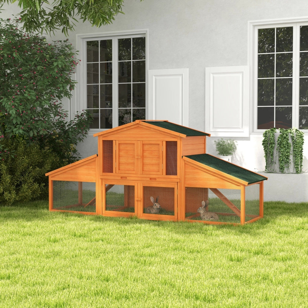 Gabbia per conigli a due piani ¨C Minimal ¨C Legno massello pino 225x70x100 cm