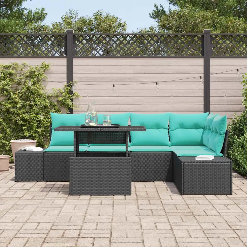 Set Divano da Giardino 6 pz Nero polyrattan 3357929