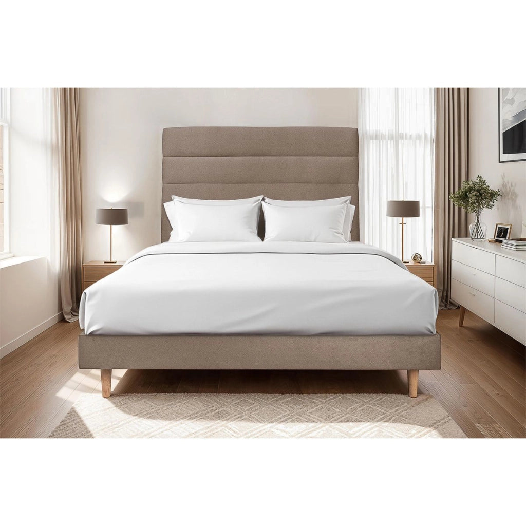 Letto 150x200 cm con testiera in linea - Tessuto velluto