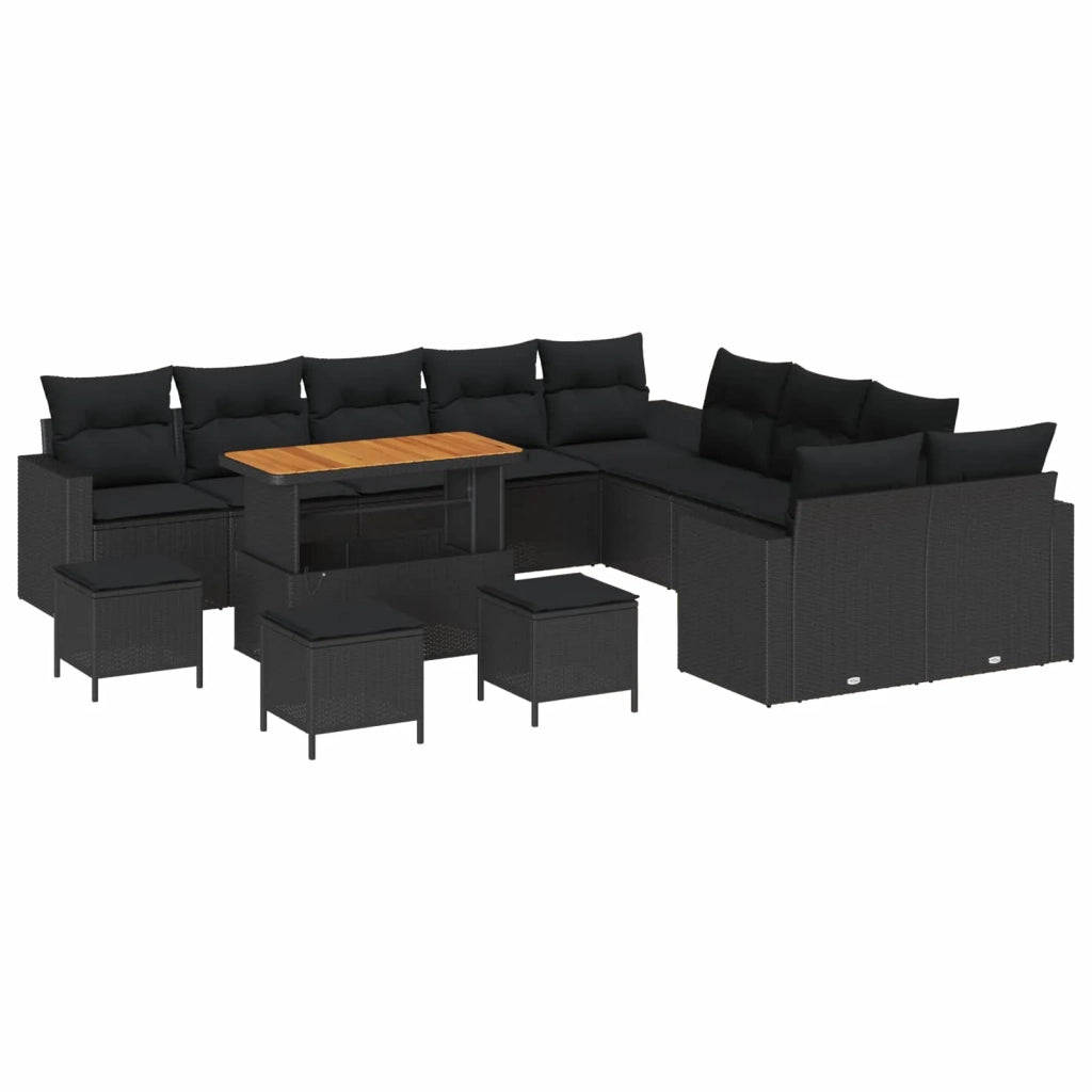Set Divano da Giardino 14 pcs Nero polyrattan 3361679