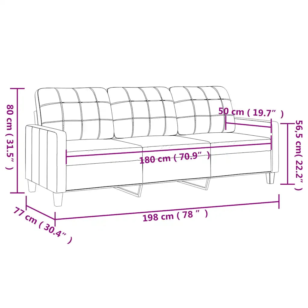 Divano a 3 Posti Crema 180 cm in Similpelle 359123