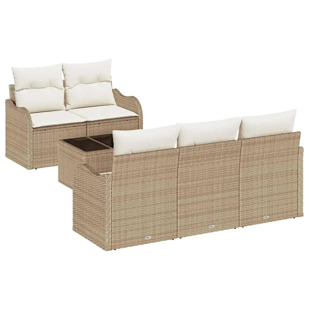 Set Divano da Giardino con cuscino 6 pcs Beige e Crema 3354250