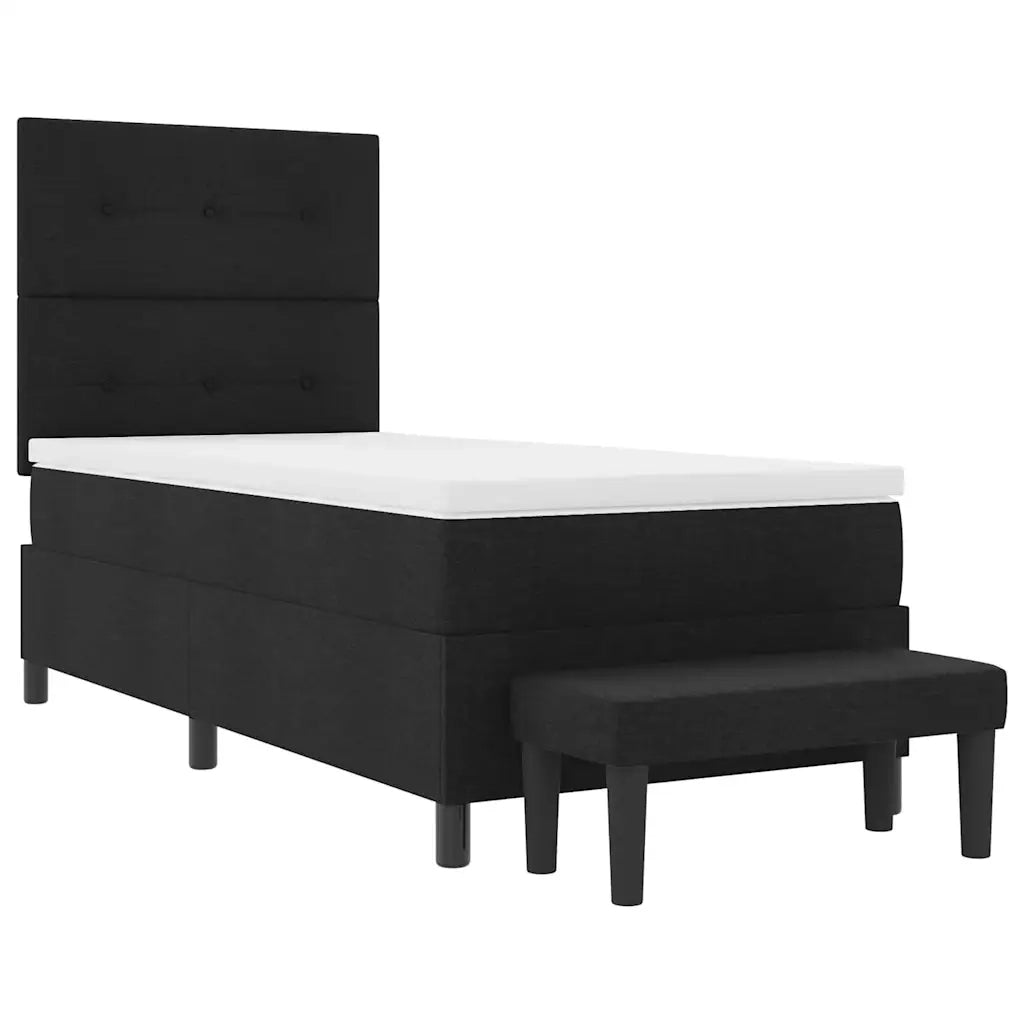Letto a molle con materasso Nero 90 x 200 cm Tessuto