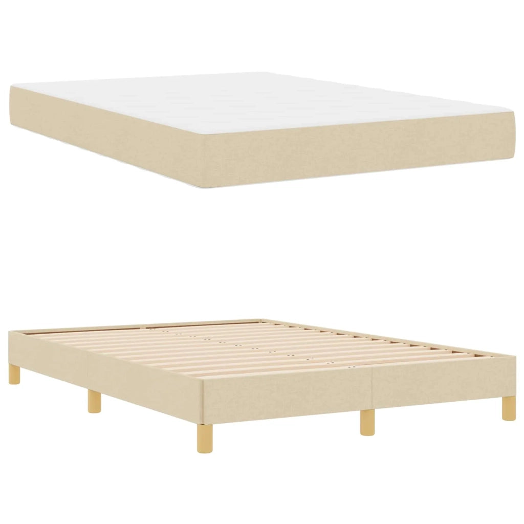 Letto a molle con materasso Crema 140 x 190 cm Tessuto 3398568