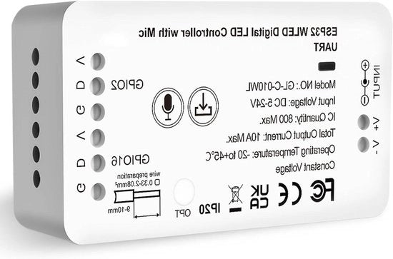 Controller WLED con Microfono per Strisce RGB LED - Regolazione Luce DIY con 100+ Effetti