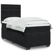 Giroletto a Molle con Materasso Nero 100x200 cm in Velluto
