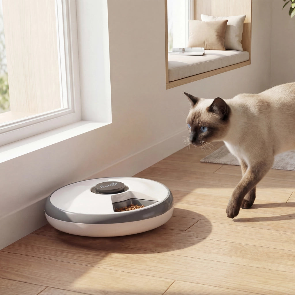 Distributore Automatico Cibo per Gatti e Cani con Timer e Display LED ¨C zephmum ¨C per Cibo Secco e Umido