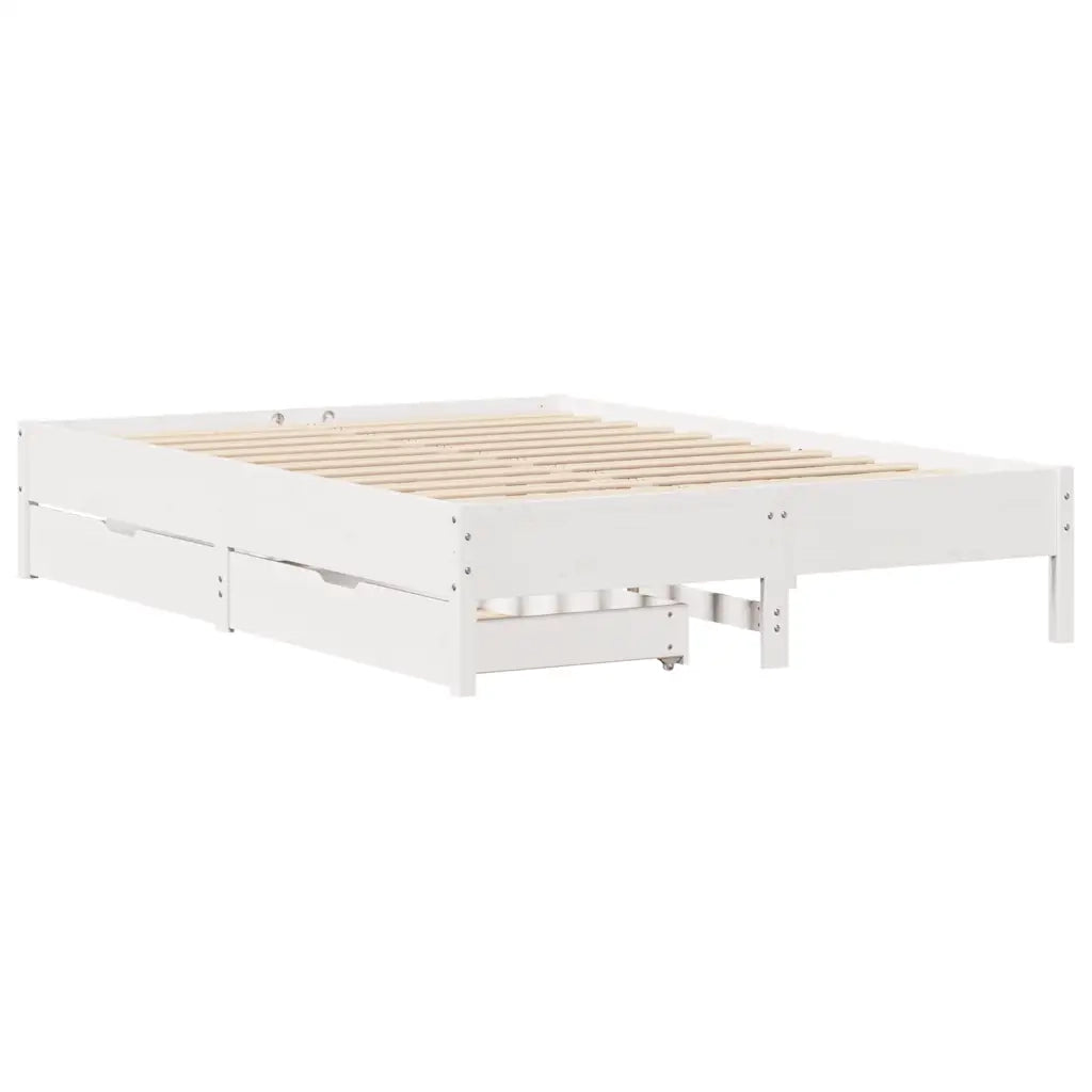 Letto senza Materasso-Struttura Letto Bianco 140x200 cm Legno Massello di Pino 814789