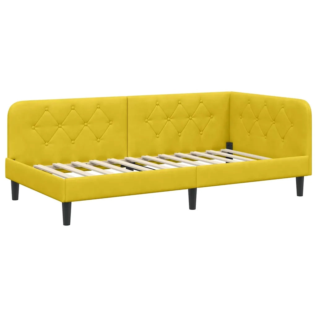 Cornice del letto ad angolo Giallo 90 x 190 cm Velluto 42016602