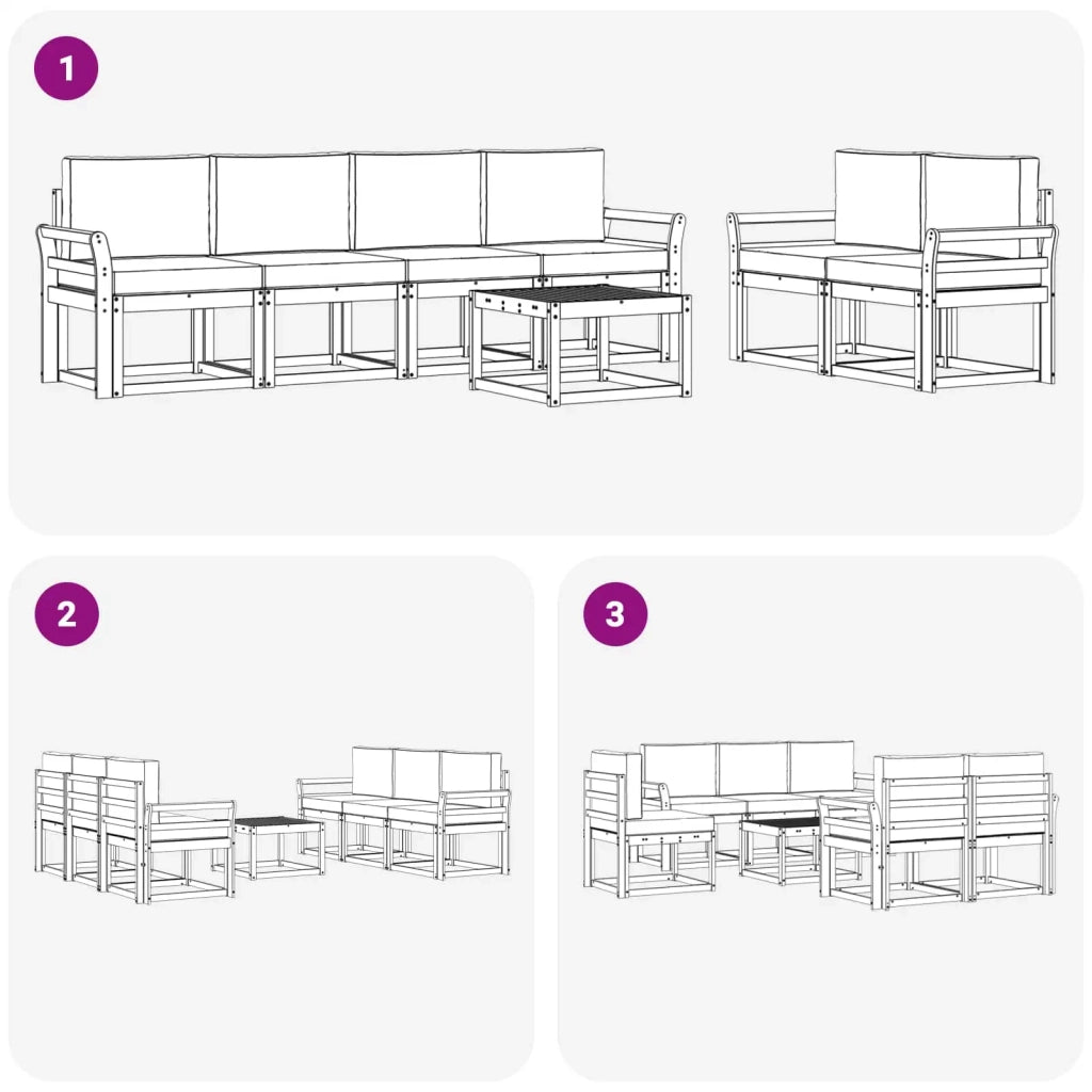 Set di divani da esterno 7 pz Bianco e Antracite 3387281