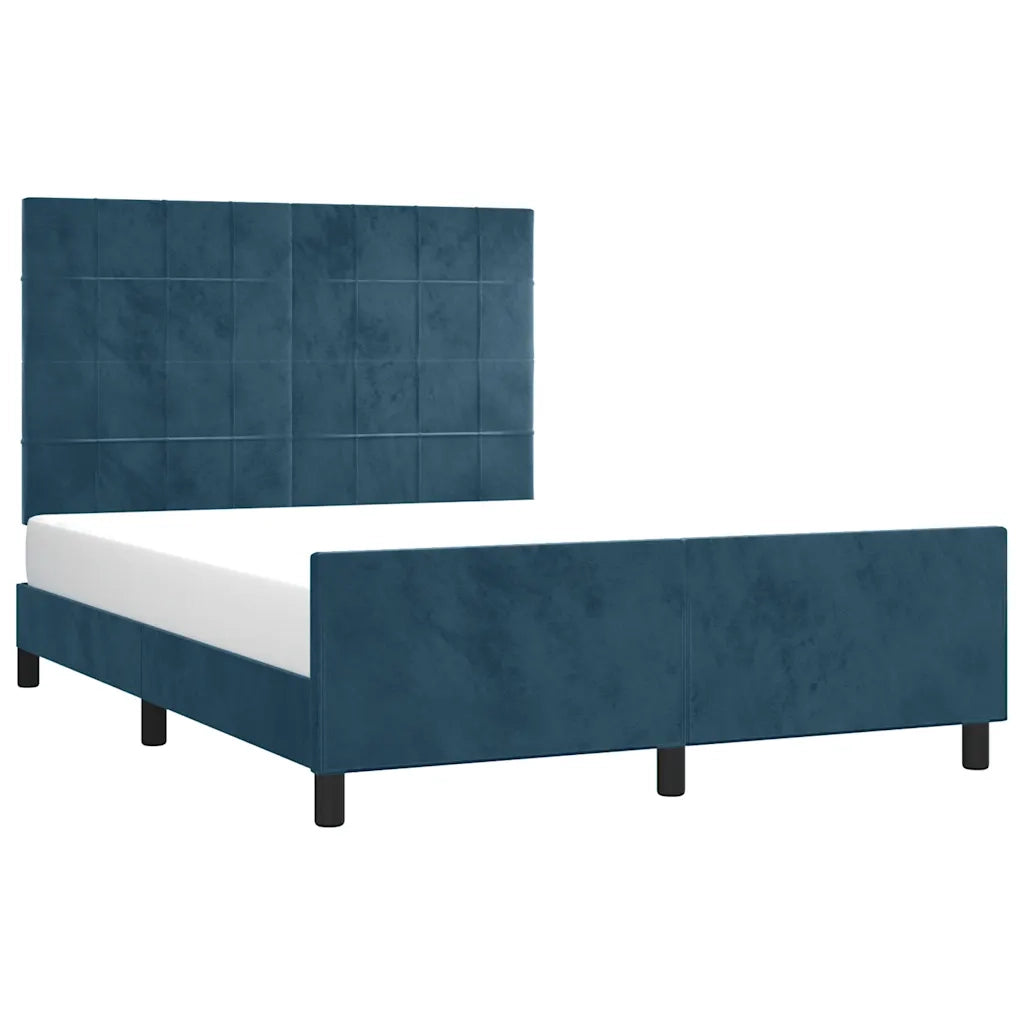 Letto matrimoniale | Letto per adulti | Giroletto senza Materasso Blu Scuro 140x190 cm in Velluto