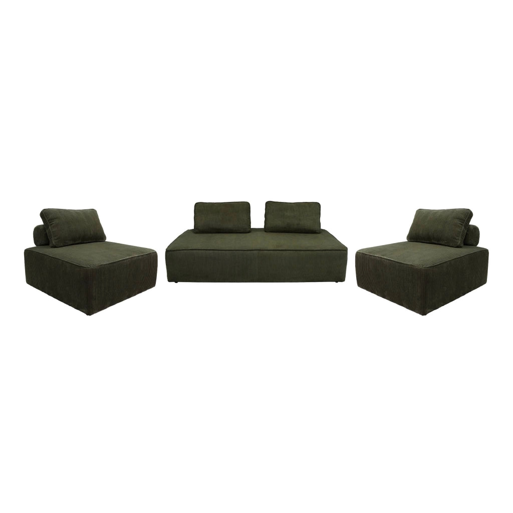 Divano modulare velluto, 4 posti, verde scuro