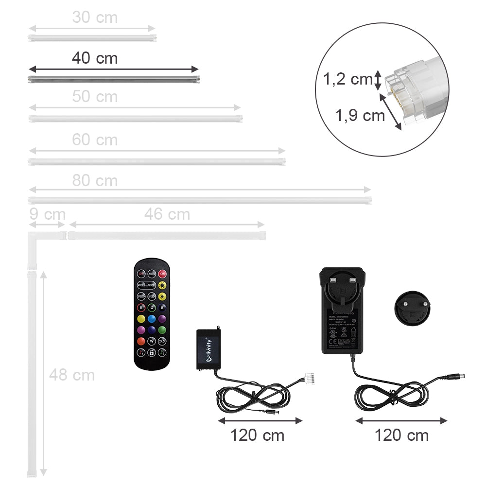 Vicco Striscia LED Bianco 40 cm con starter pack