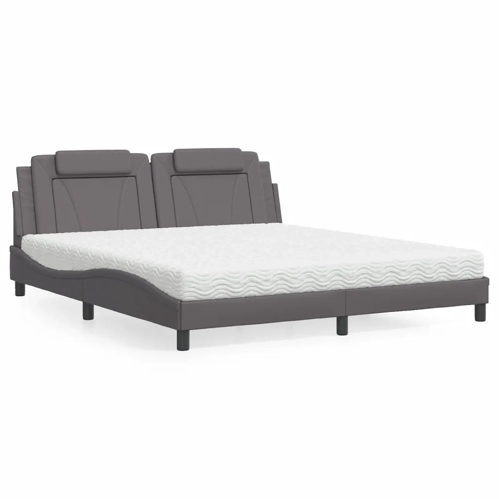 Letto Viana con Materasso Grigio 180x200 cm in Similpelle