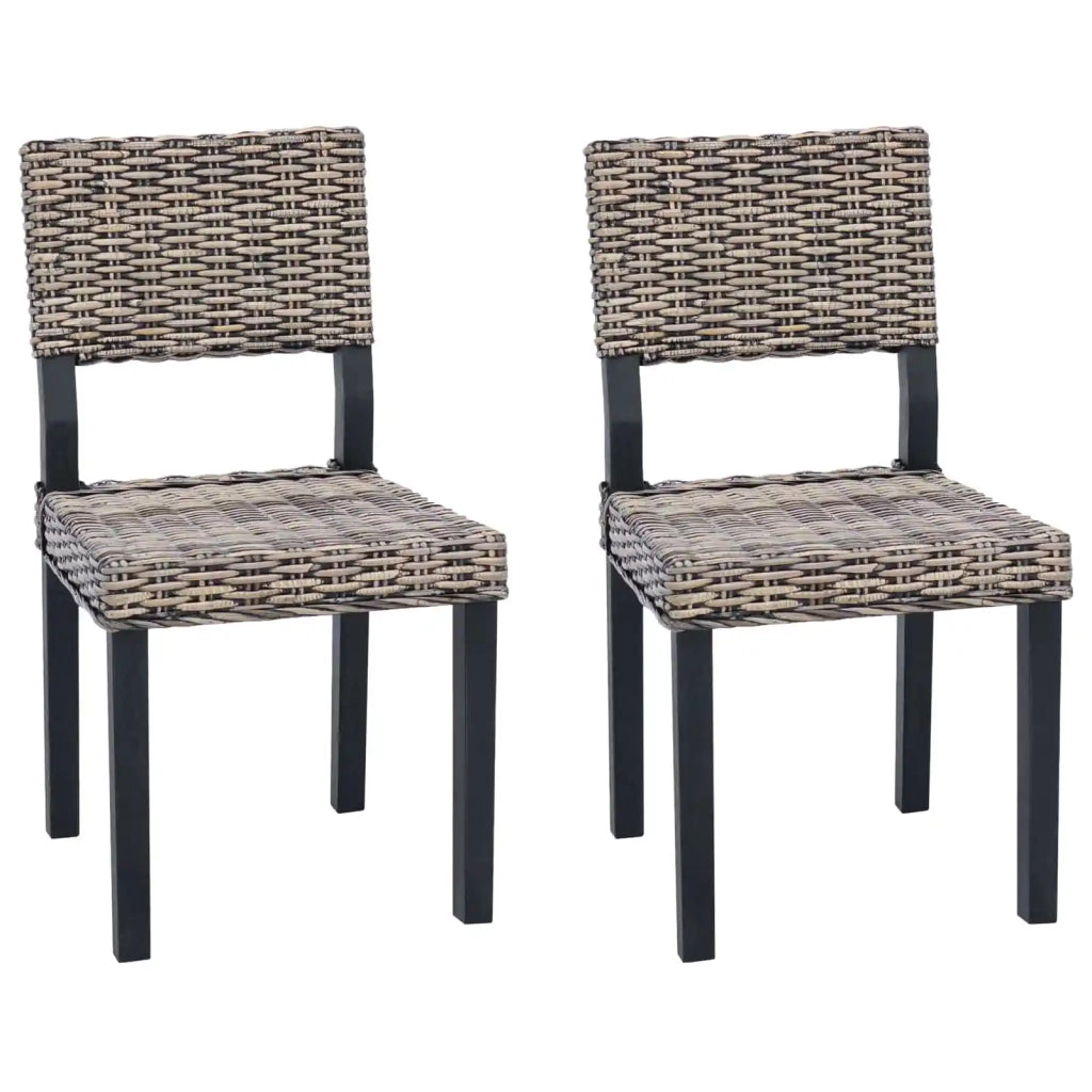 Sedia da pranzo 2 pcs Nero Lavato 46 x 55 x 84 cm Rattan Kubu 42012425