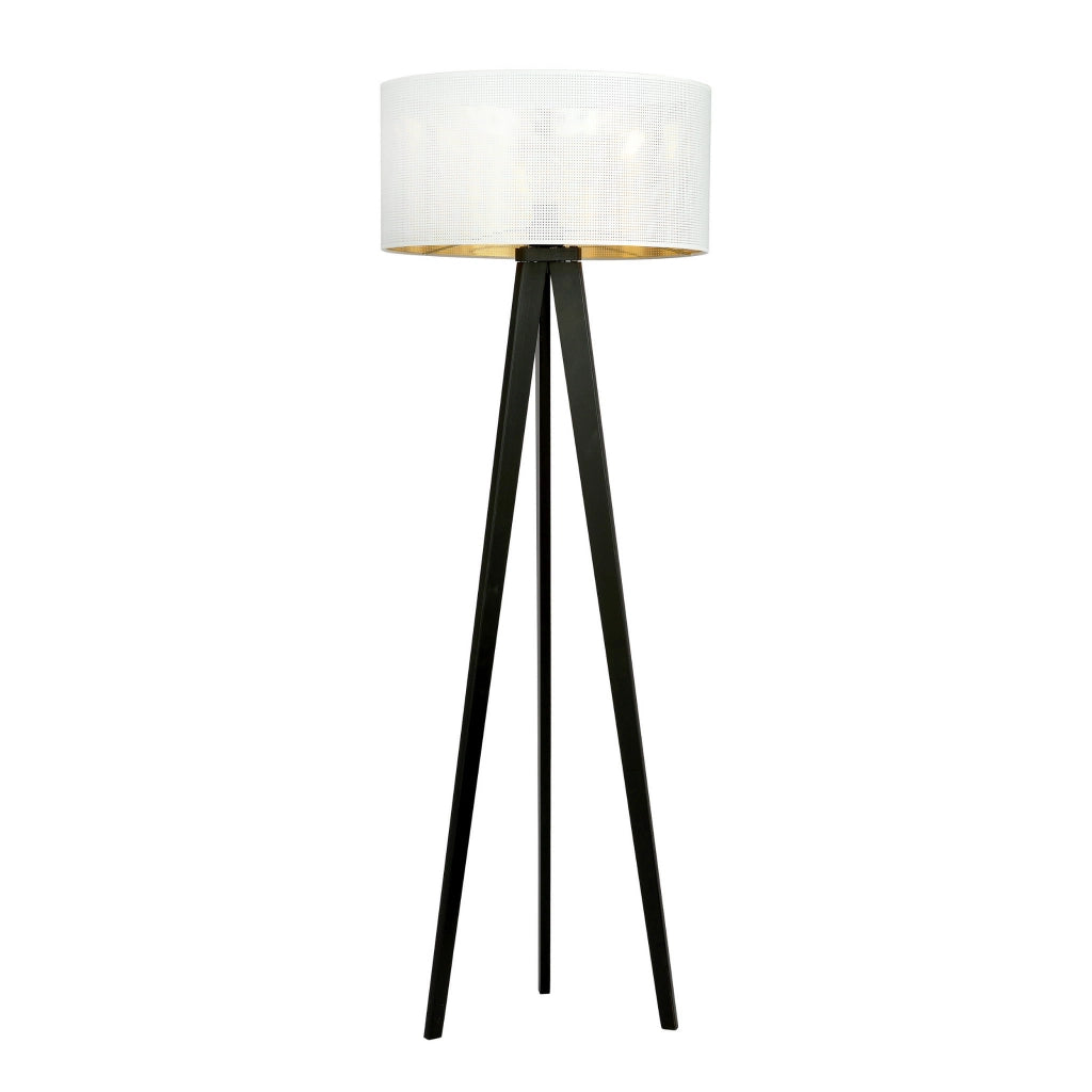 Emibig lampada da terra Aston treppiede bianco oro E27